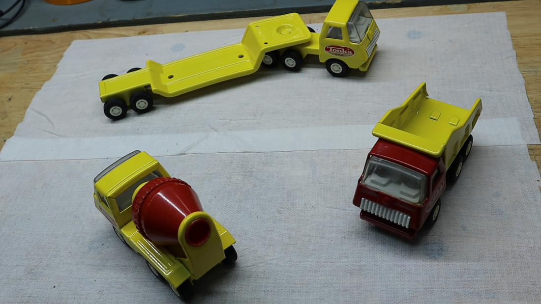 red yellow tonka dump truck