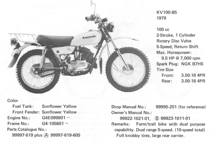 kawasaki KV100 1979 agi bike