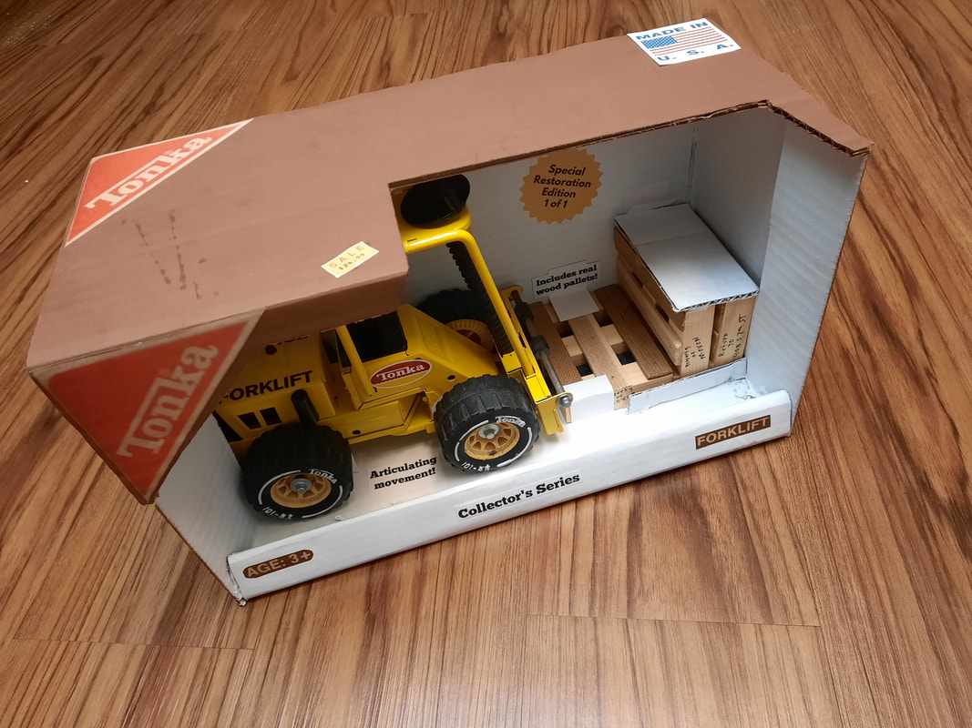 Yellow Tonka Forklift box vintage