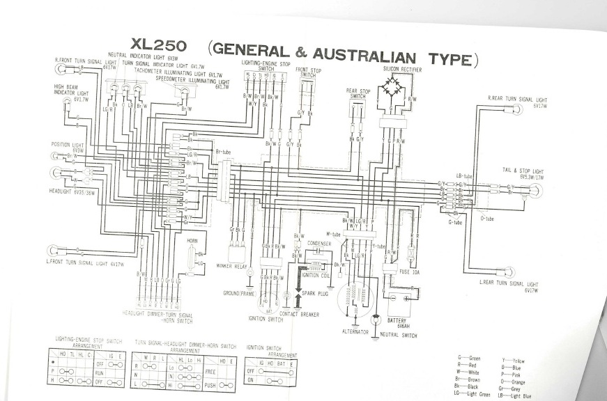Wiring Diagram 1975 Honda Xl250