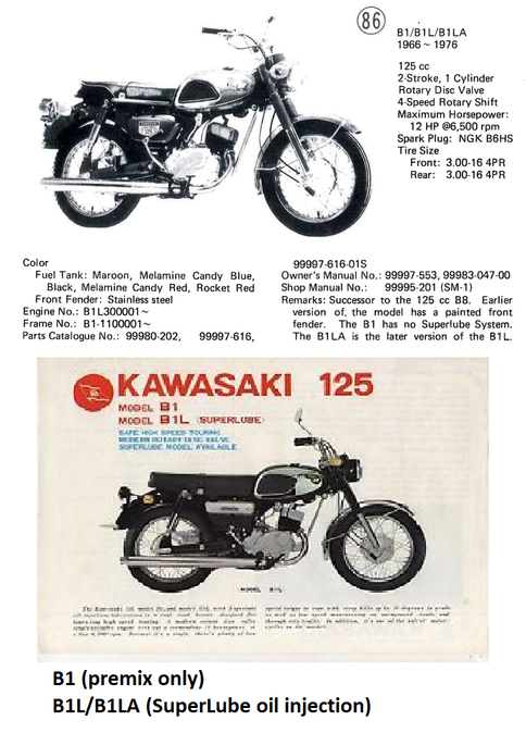 kawasaki B1 B1L B1LA 1966 1976