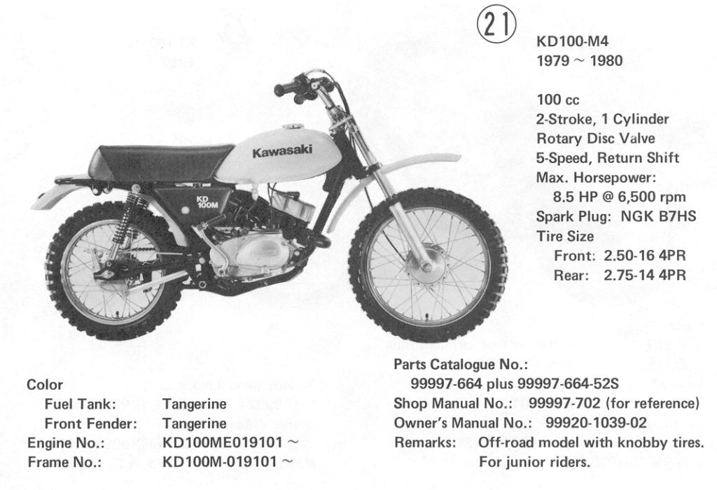kawasaki KD100 1979 1980